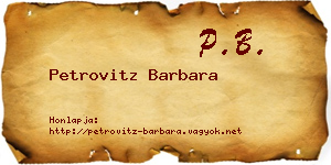 Petrovitz Barbara névjegykártya